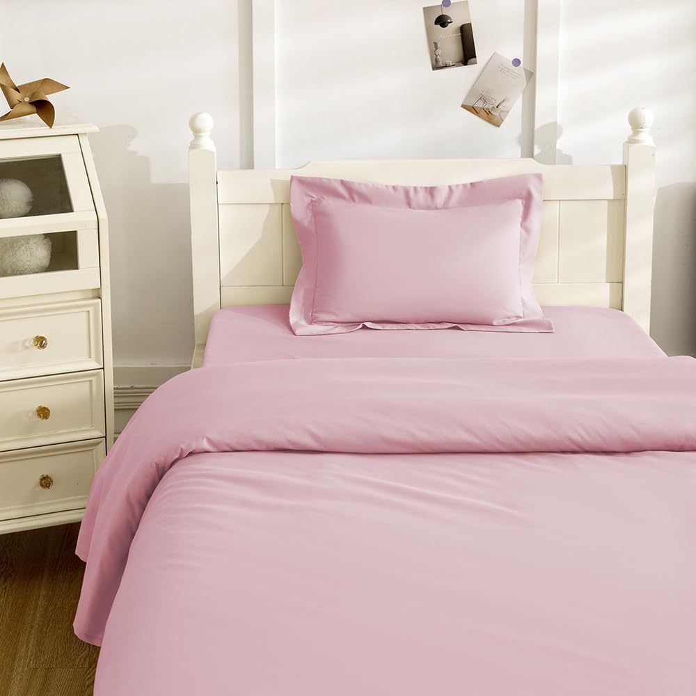 NookZuzu 3 Piece Toddler Sheet Set,Pink Basics Bed Sheet Set for Toddler,Microfiber 3-Piece Sheet Set Soft Breathable Crib Beddi