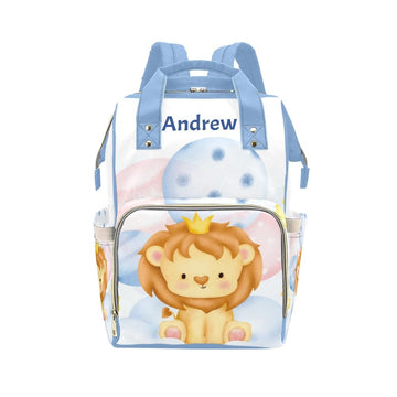 Personalized Diaper Bag Backpack Gift Balloon Prince Baby Lion Cute Versatile Travel Bag: Large Capacity & Multiple Compartments