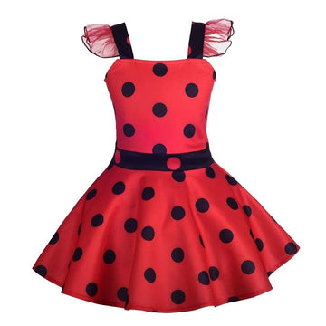 Dressy Daisy Girls Polka Dots Ladybug Dress Up Costume Birthday Halloween Christmas Fancy Party Outfit Size 6X-8 Red