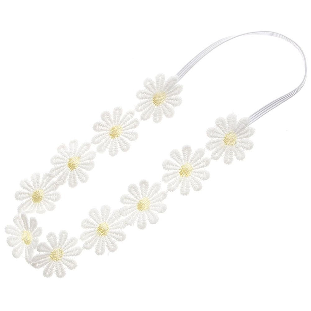 Baby Girls Lace Daisy Flower Headband Soft Hair Bands Floral Crown Wreath Flower Headpiece