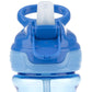 Nuby Thirsty Kids Push Button Flip-It Soft Spout On The Go Water Bottle With Easy Grip Band, Blue Sharks, 12 Oz