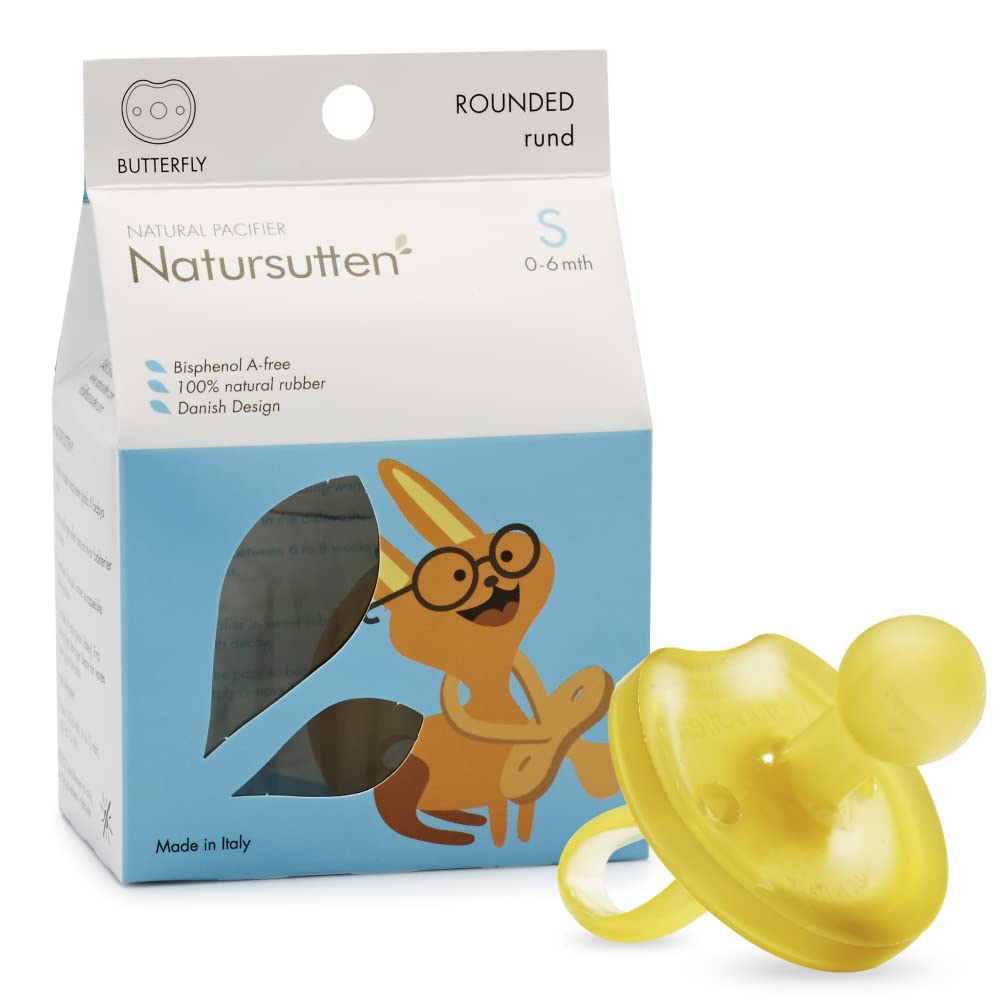 Natursutten Pacifiers 0-6 Months - 1-Pack Original Shield Round Nipple Natural Rubber Safe & Soft BPA-Free Pacifiers for Breastf