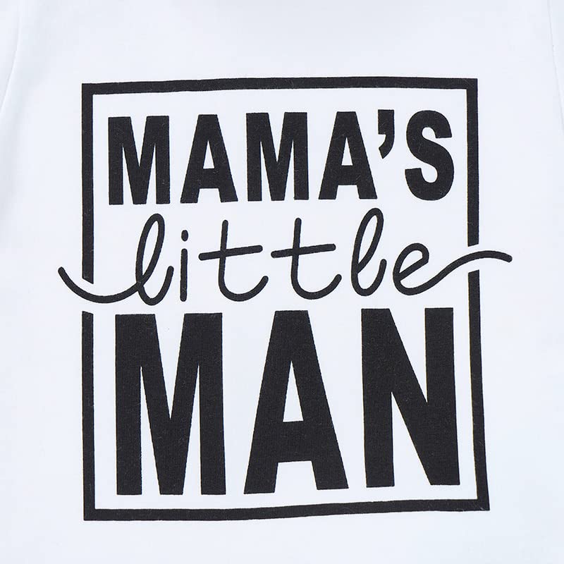 Toddler Baby Boy Clothes Letter Short Sleeve T Shirt Top Boys Shorts With Pocket Cute Summer Outfit 2Pcs Set (Mamas Man White,6-