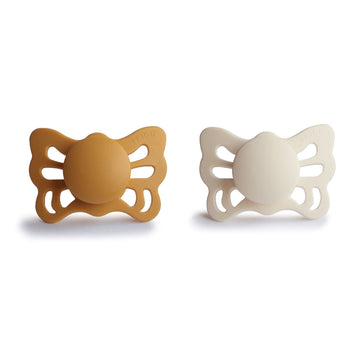 Frigg Butterfly Anatomical Silkysoft Silicone Baby Pacifier | Made In Denmark | Bpa-Free (Honey Gold/Cream, 0-6 Months)