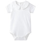 Pureborn Baby Boys Bodysuits Cotton Summer Short Sleeve Peter Pan Collar White 9-12 Months