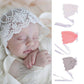 Baby Bonnet Lace Floral Sun Hat With Ribbon Tie Photo Prop Beanie Cap For 0-18M Baby Girls