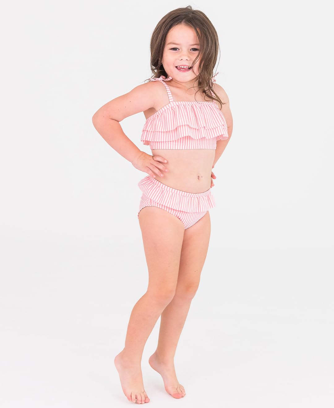 Rufflebutts Bubblegum Pink Seersucker Seersucker Bow Ruffle Bikini - 18-24M