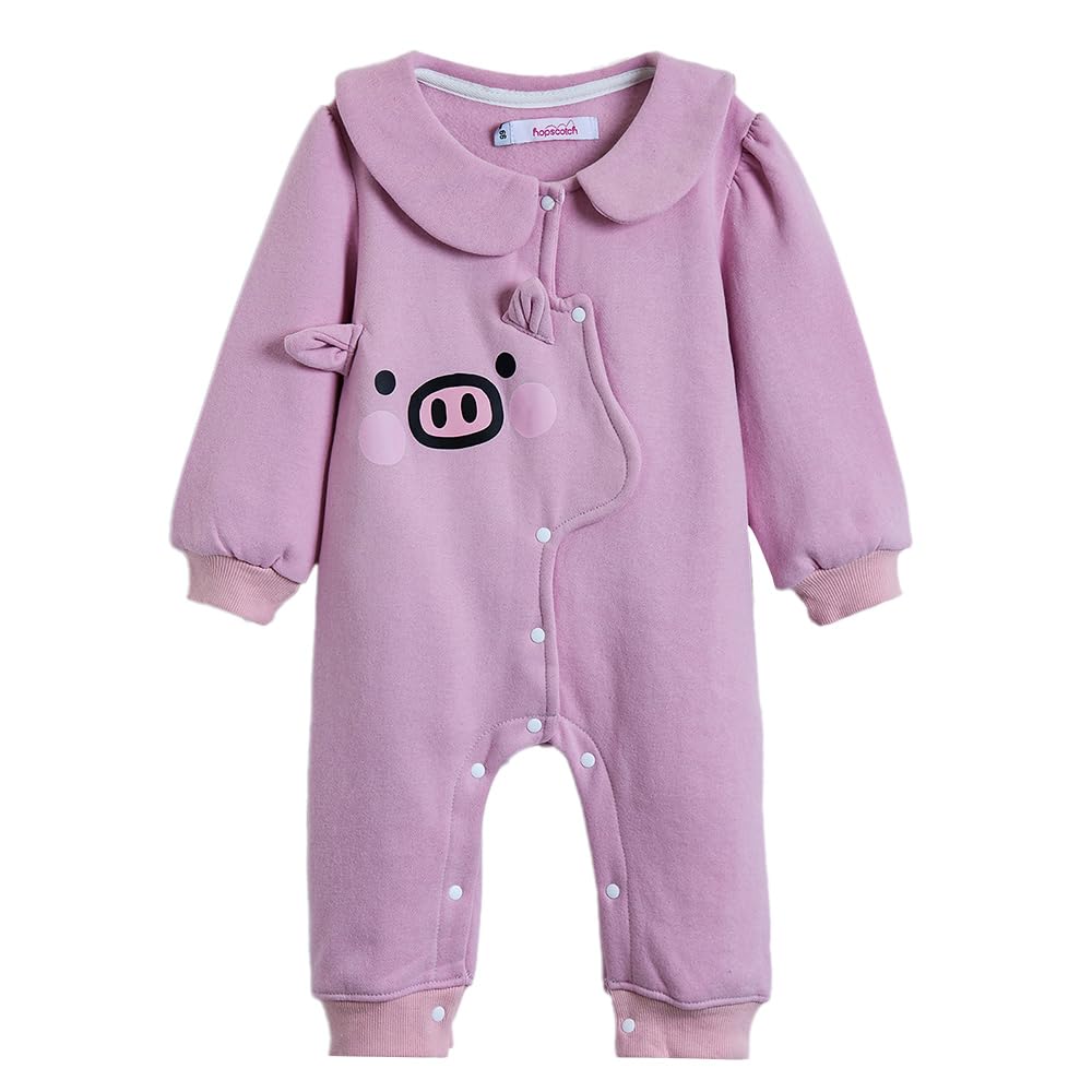Hopscotch Girls Pink Full Sleeves Animal Applique Bodysuit For Age (1218 Months)