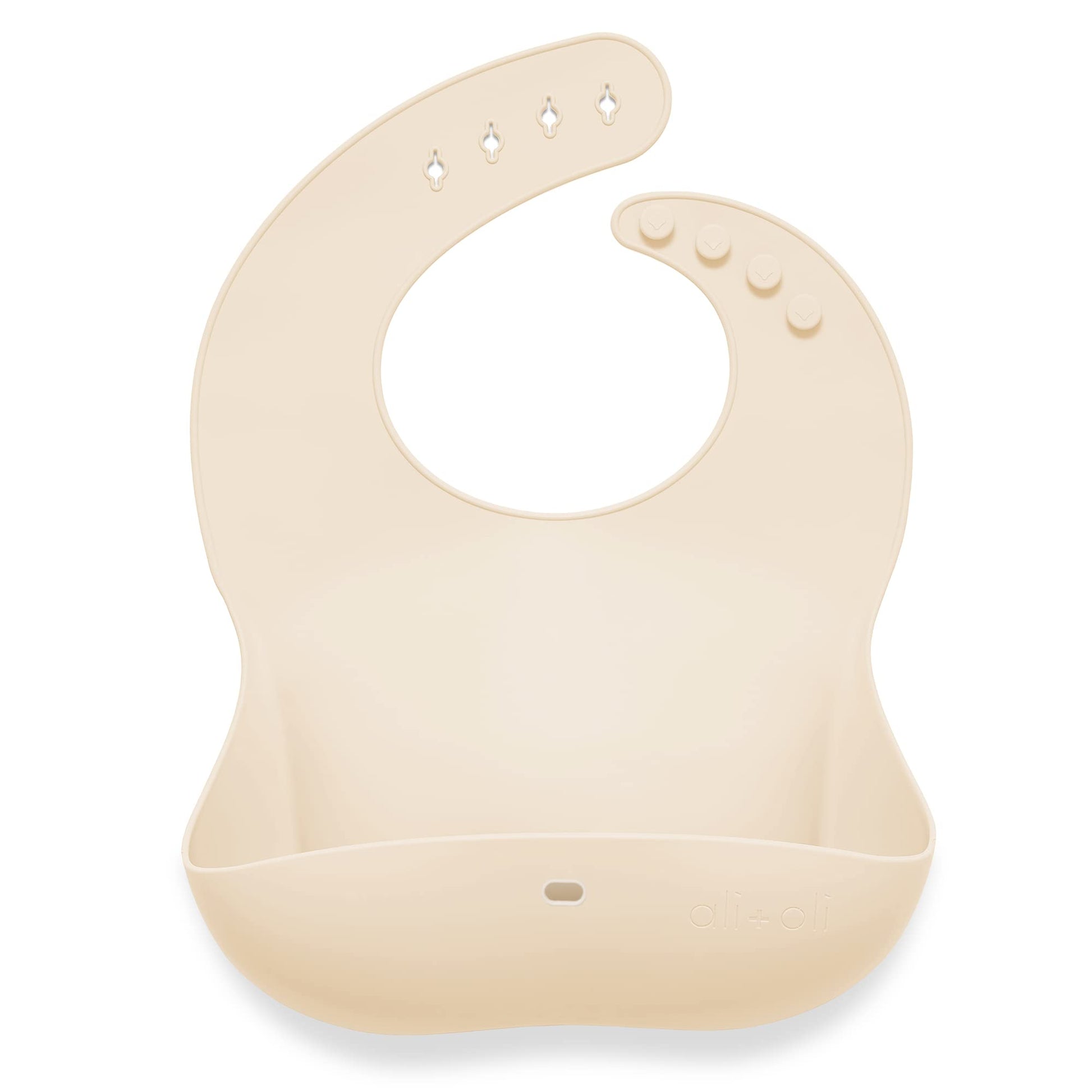 Ali+Oli Silicone Bib (Sand) Waterproof Silicone Bibs for Babies & Toddlers, Adjustable Baby Feeding Bib, Food-Grade Silicone Bib