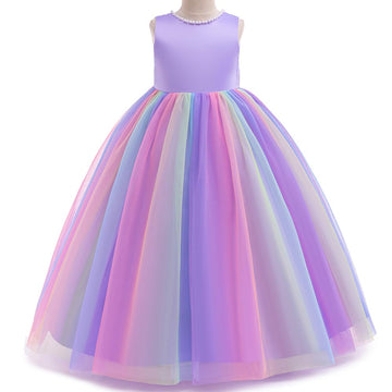Jup'Elle Baby Girls Dresses With Pearls & Rainbow Color Tulle - Party Wedding Pageant Eastern Flower Girl 2 Years Birthday Dress