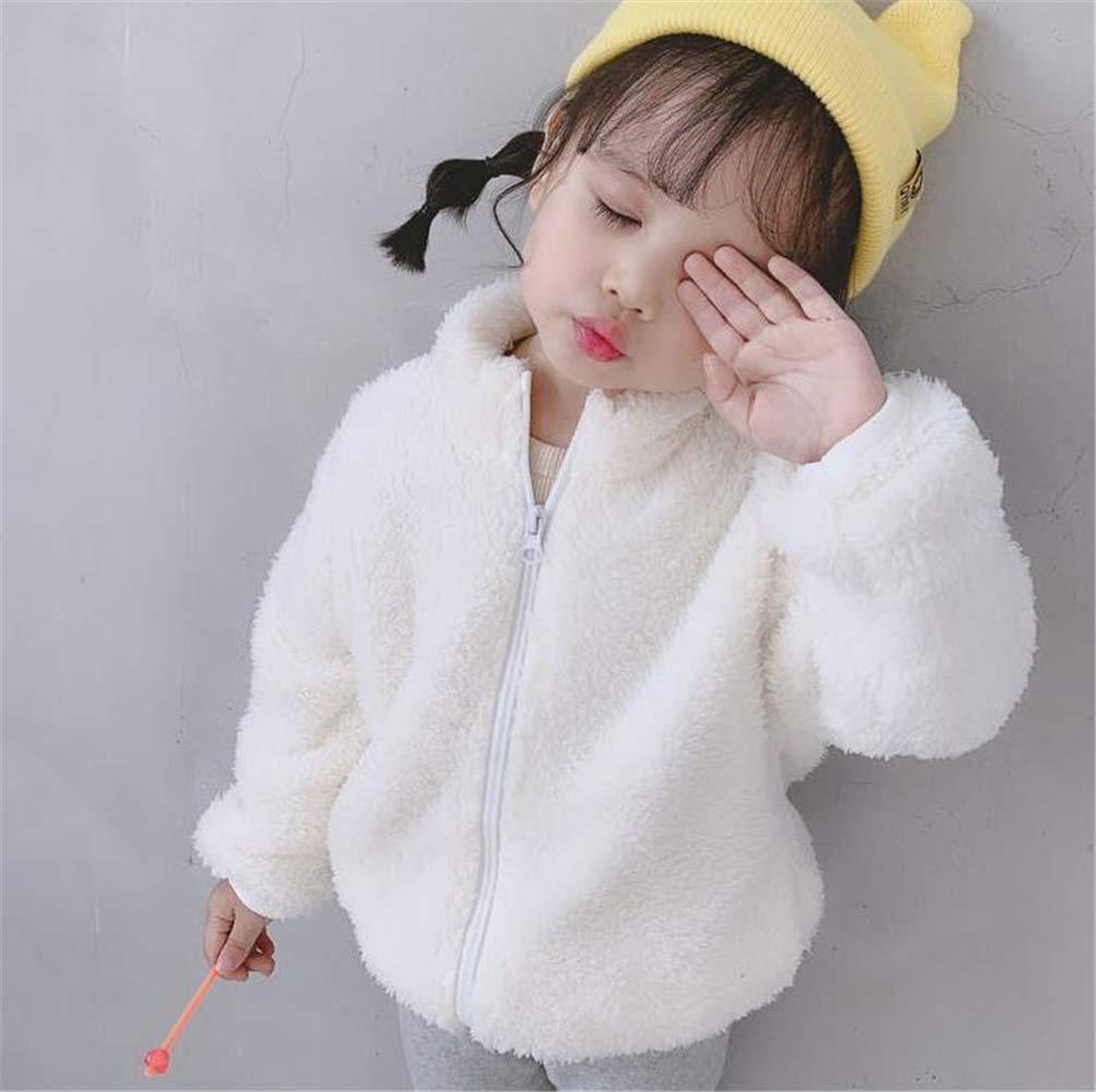 Wallarenear Baby Girls Boys Winter Fleece Coat Toddler Kids Faux Fur Jacket Warm Hooded Outwear Cardigan With Ears Fall Winter O