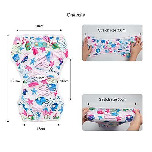 Alvababy Swim Diaper Large Size Baby Swim Diapers 2Pcs Reusable Washable Adjustable For Swimming Lesson Baby Toddler Girls 0-3T