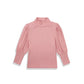 Toddler Baby Girl Basic Solid Color Turtleneck T Shirt Ribbed Knit Top Puff Long Sleeve Soft Cotton Clothes(Pink,6-7Years)