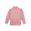 Toddler Baby Girl Basic Solid Color Turtleneck T Shirt Ribbed Knit Top Puff Long Sleeve Soft Cotton Clothes(Pink,6-7Years)