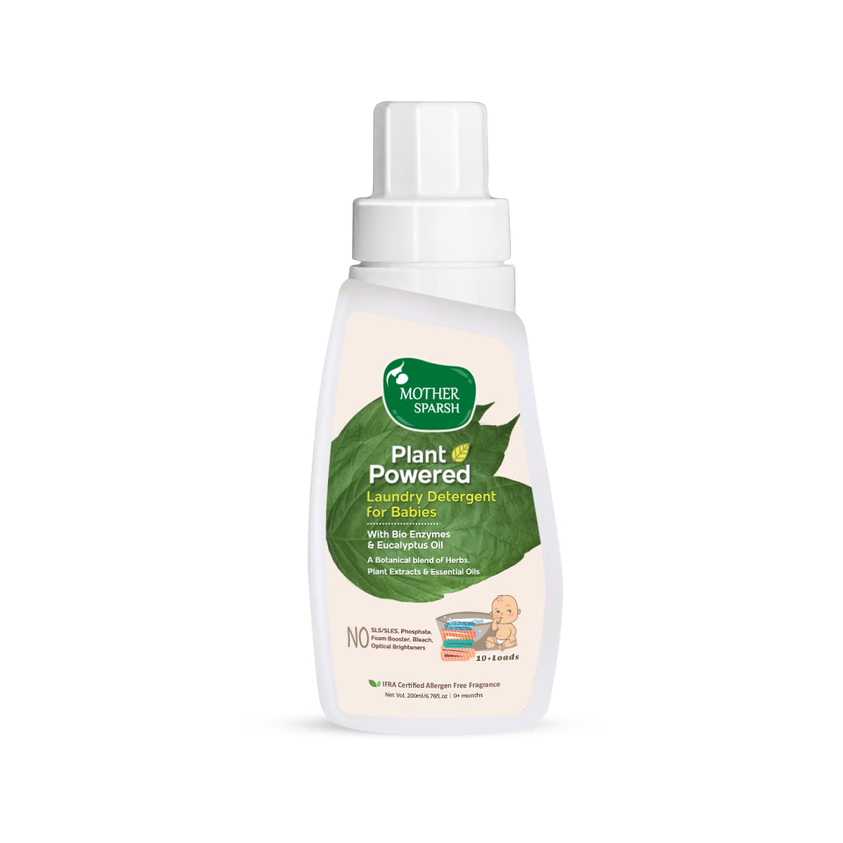 Mother Sparsh Plant Powered Baby Liquid Laundry Detergent200Ml | With Bioenzymes & Eucalyptus Oil.