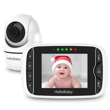Hellobaby Video Baby Monitor With Remote Camera Pan-Tilt-Zoom, 3.2'' Color Lcd Screen, Infrared Night Vision, Temperature Displa