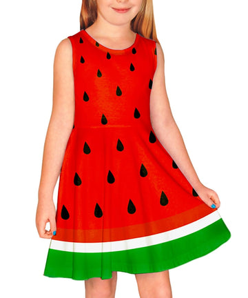 Halloween Girl'S Fruit Dresses Watermelon Dress Skater Twirly Tropical Holiday Sundress 9-10 Years