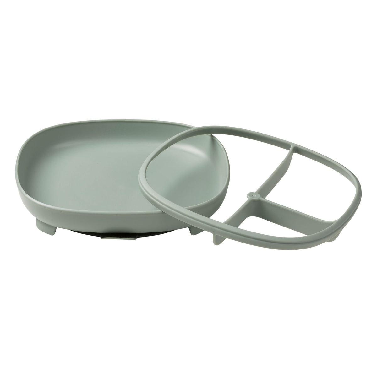 b.box 2in1 Suction Plate for Kids  Adjustable Divider, MessFree SelfFeeding & Microwave Safe  Sage Green