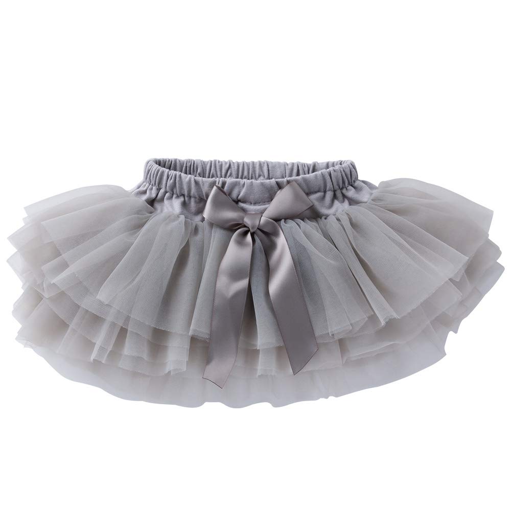 Anbaby Baby Girls Soft Tutu Skirt Toddler Ruffled Pants Diaper Cover Gray 3-6M