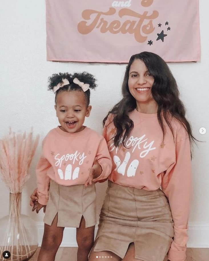 Toddler Baby Halloween Outfit Girl Boy Crewneck Sweatshirt Long Sleeve Letter Pullover Sweater Cute Fall Clothes (Spooky Pink,18