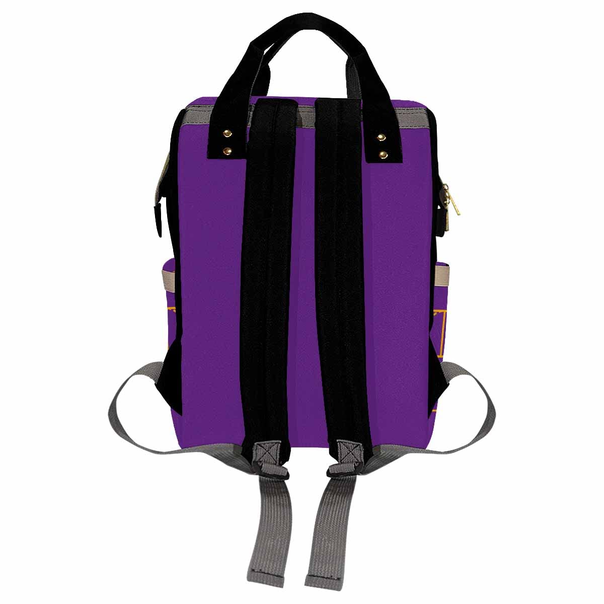 Artsadd Personalized Diaper Bag Casual Shoulder Bag, Customized Yellow And Purple Nappy Backpack With Thermal Pockets Multifunct