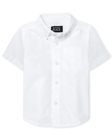 The Children'S Place Baby Boys And Toddler Boys Short Sleeve Oxford Button Down Shirt, White, 2T
