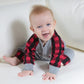 Hipea Newborn Baby Boy Christmas Clothes My First Christmas Outfit Plaid Romper Sleeve Jumpsuit Infant Outfit