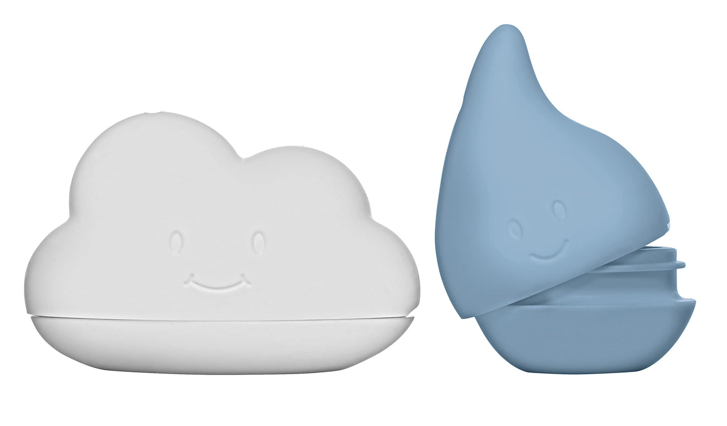 Ubbi Muted Color Cloud and Droplet Silicone Bath Squeeze Toys for Toddlers and Baby, Fun Interactive Bath Time Accessory, Set of