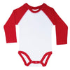Laughing Giraffe Baby Blank Long Sleeve Raglan Baseball One Piece Bodysuit (3-6 Months, White/Red)