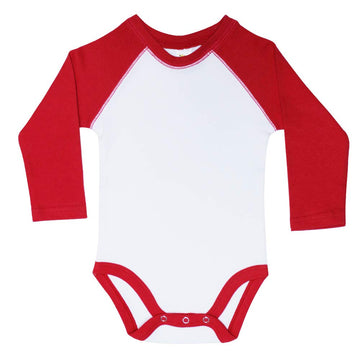 Laughing Giraffe Baby Blank Long Sleeve Raglan Baseball One Piece Bodysuit (3-6 Months, White/Red)