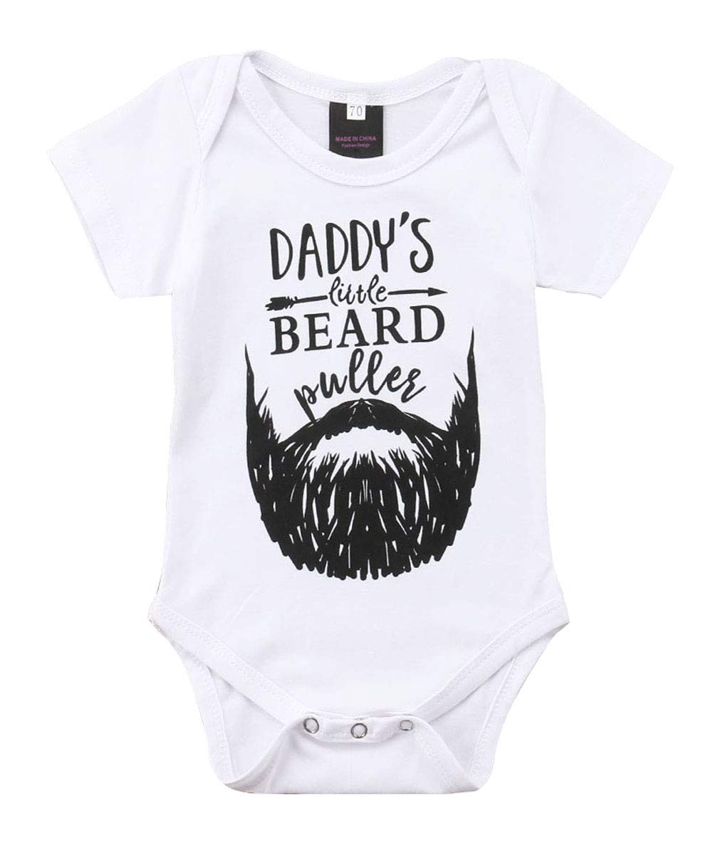 Mainesaka Newborn Baby Got My Mind On My Mommy Paws Funny Bodysuits Rompers Outfits Grey White 0-18M (Z-Daddy'S Little Beard, 12