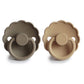 FRIGG Daisy SilkySoft Silicone Baby Pacifier | Made in Denmark | BPA-Free (Croissant/Portobello, 0-6 Months)