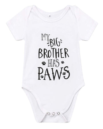 Mainesaka Newborn Baby Got My Mind On My Mommy Paws Funny Bodysuits Rompers Outfits Grey White 0-18M (Z-My Big Brother Has Paws,