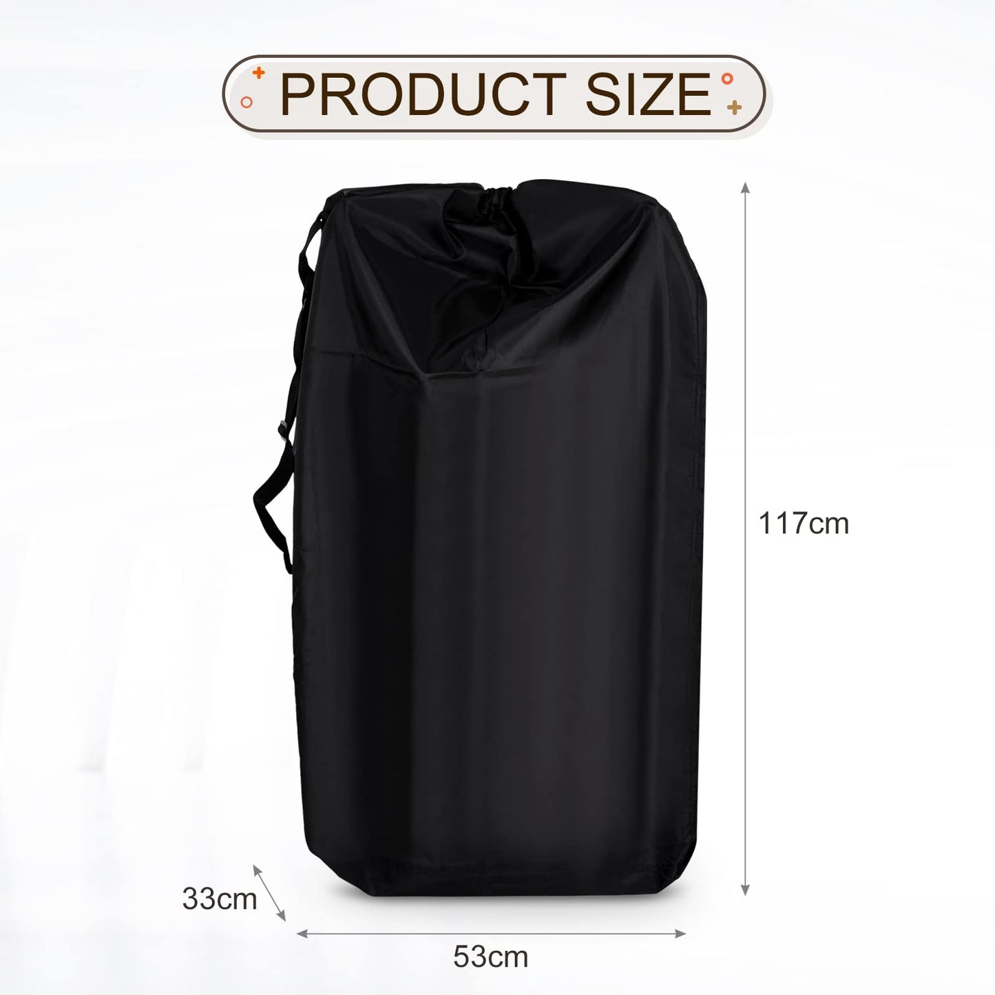 Lihao Stroller Travel Bag, Gate Check Bag For Car Seat, Waterproof Travel Carry Bag, 600D Oxford, Black