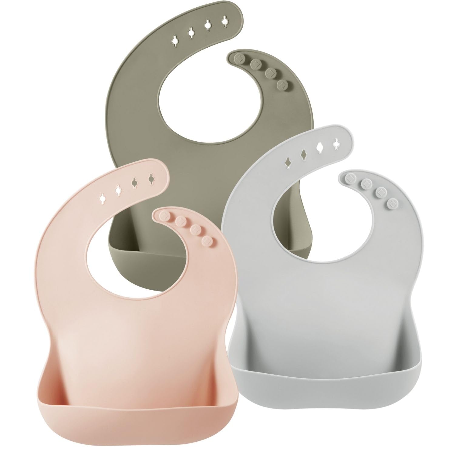Pandaear 3 Pack Silicone Bibs For Babies Toddlers Girls Boys| Adjustable Waterproof Bpa Free Soft Durable Bibs For Eating With L