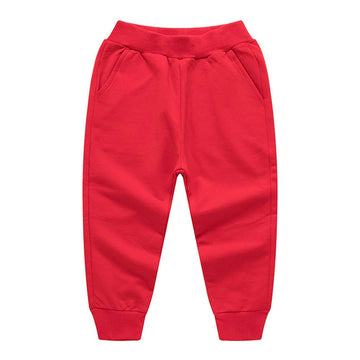 Haxico Unisex Kids Solid Cotton Drawstring Waist Winter Pants Toddler Baby Bottoms Active Sweatpants Red, 100(3T)