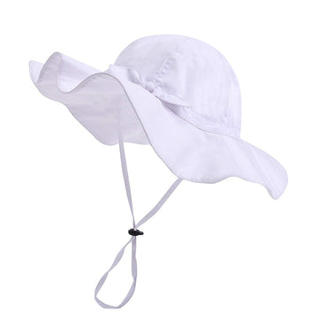Baby Girl Sun Hat With Upf 50+ Outdoor Adjustable Beach Hat With Wide Brim Bucket Hats (0-6 Months, 1Pcs-White, 0_Month)