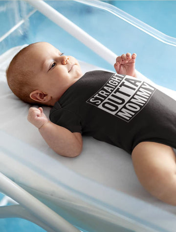 Tstars Straight Outta Mommy Newborn Girl Boy Outfits New Mom Gifts Funny Baby Bodysuit Newborn Black