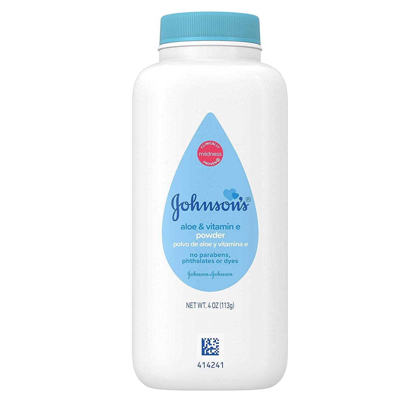 Johnsons Baby Powder with Naturally Derived Cornstarch Aloe & Vitamin E, Hypoallergenic, 4 oz