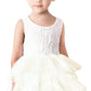 2Bunnies Girl Peony Lace Back A-Line Tiered Tutu Tulle Flower Girl Dress (No Applique Ivory, 6M)