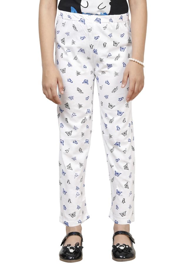 Girls Cotton Printed Regular Pyjamas Lower Pants (Pack of 1) White