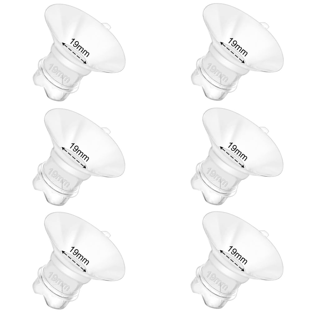 6pcs Updated Silicone Flange Insert 19mm Compatible with Momcozy/Medela/Spectra/Eufy/Lansinoh/TSRETE/Elvie/NCVI/Paruu Breast Pum