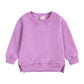 Rukosu Toddler Baby Boy Girl Fleece Pullover Sweatshirt Solid Color Crewneck Blouse Shirt Tops Warm Fall Winter Clothes Purple 1
