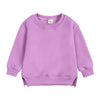 Rukosu Toddler Baby Boy Girl Fleece Pullover Sweatshirt Solid Color Crewneck Blouse Shirt Tops Warm Fall Winter Clothes Purple 1