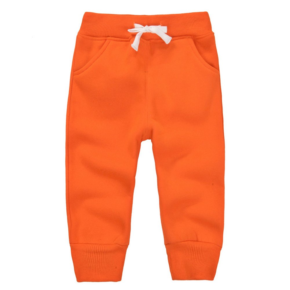 CuteOn Unisex Toddler Jogger Pants Kids Cotton Elastic Waist Winter Baby Sweatpants Pants 2Years Orange