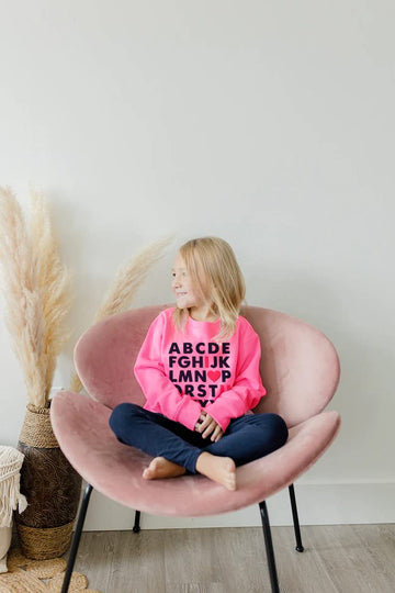 Mrocioa Valentine'S Day Outfit Alphabet Abc I Love U Shirt Toddler Girls Sweatshirt Kids Long Sleeve Tops Pink 3T