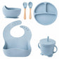 Crega 6 Piece Silicone Baby Feeding Set (Light Blue)