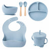 Crega 6 Piece Silicone Baby Feeding Set (Light Blue)