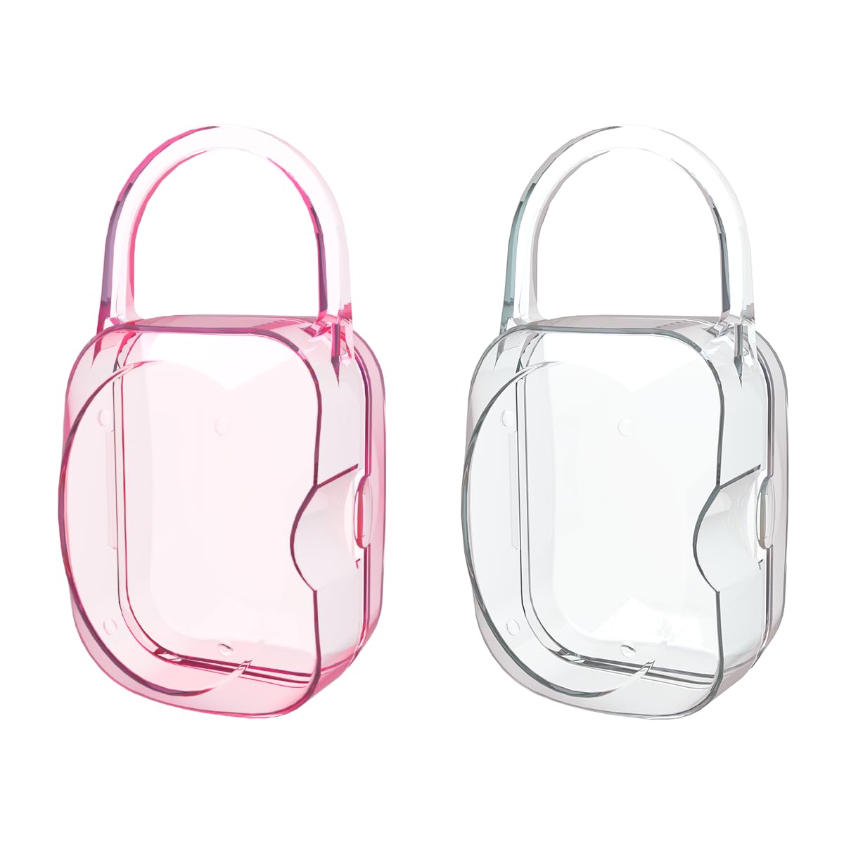 Laneyli Pacifier Case Classic (Pack Of 2, Clear, Pink)