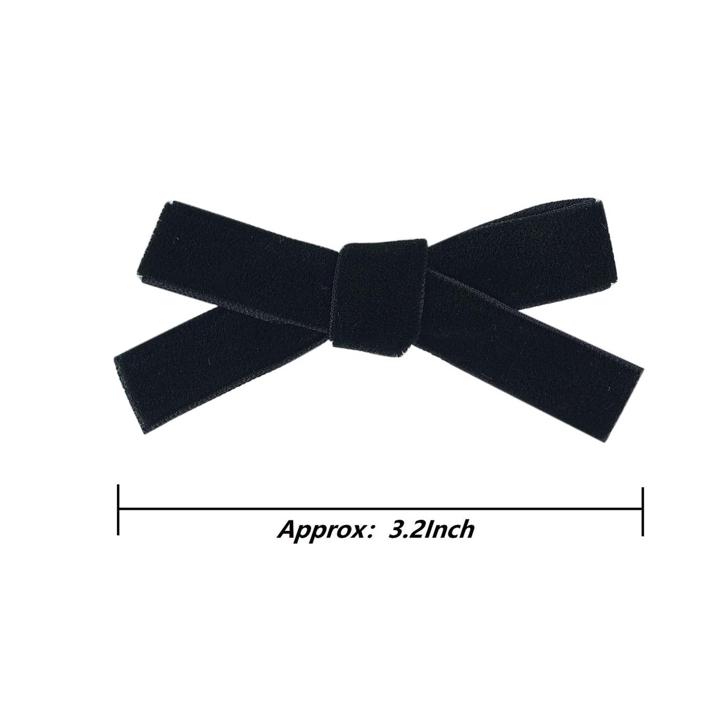 Cute 3.2' Black Assorted Velvet Bow Hair Clips For Baby Girls, Toddlers, Kids, And Teens - 2 Pack
